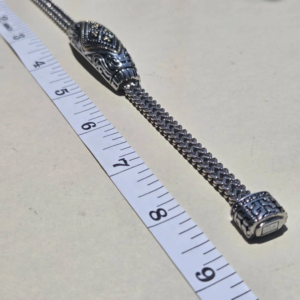 Stainless Steel Wheat Chain Bracelet 8.5 Inch Silver Gold Tone Ornate Magnetic